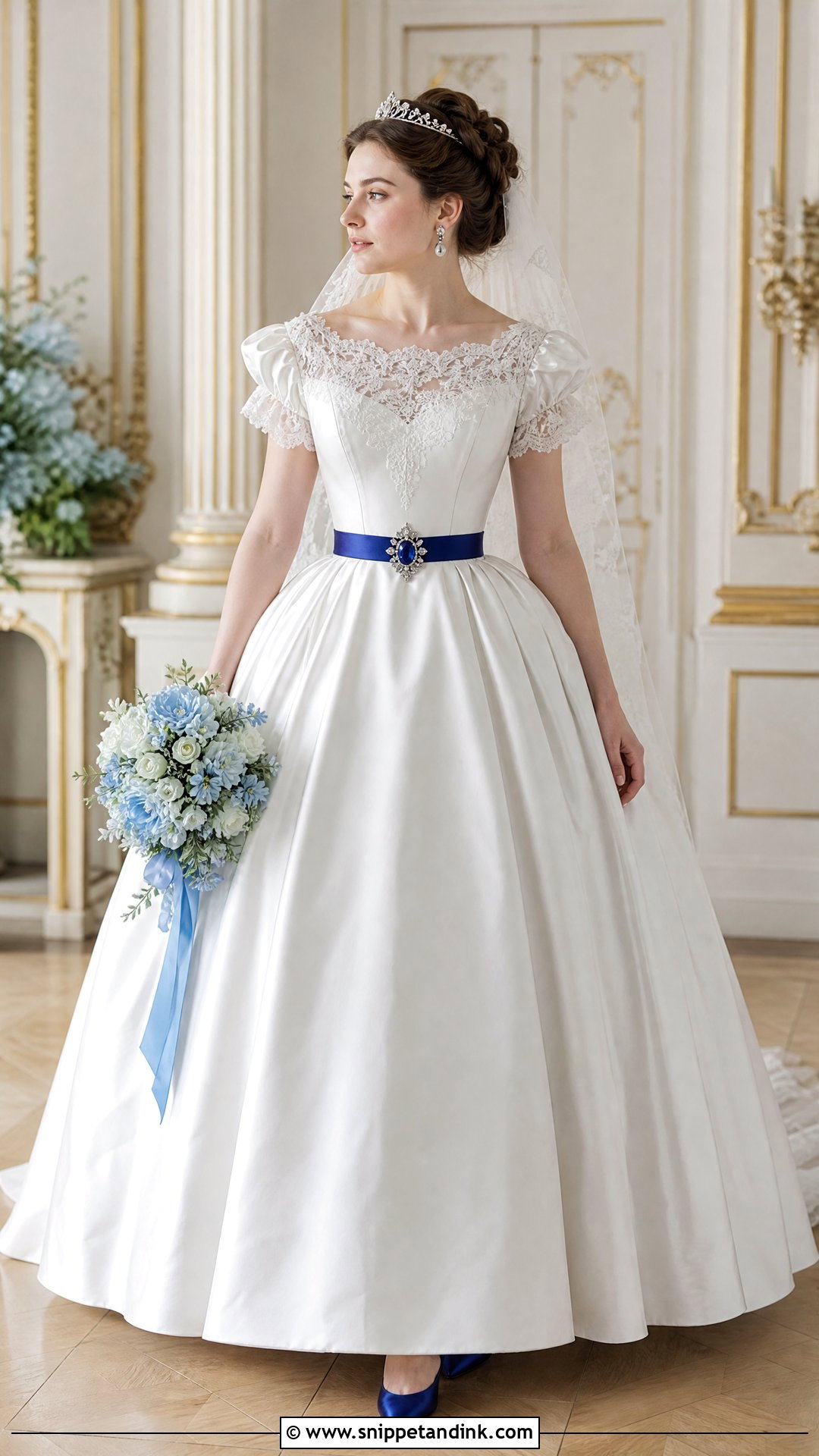 Queen Victoria Blue Accent Wedding Dress - Snippet and Ink - 25 Queen Victoria Wedding Dress Ideas