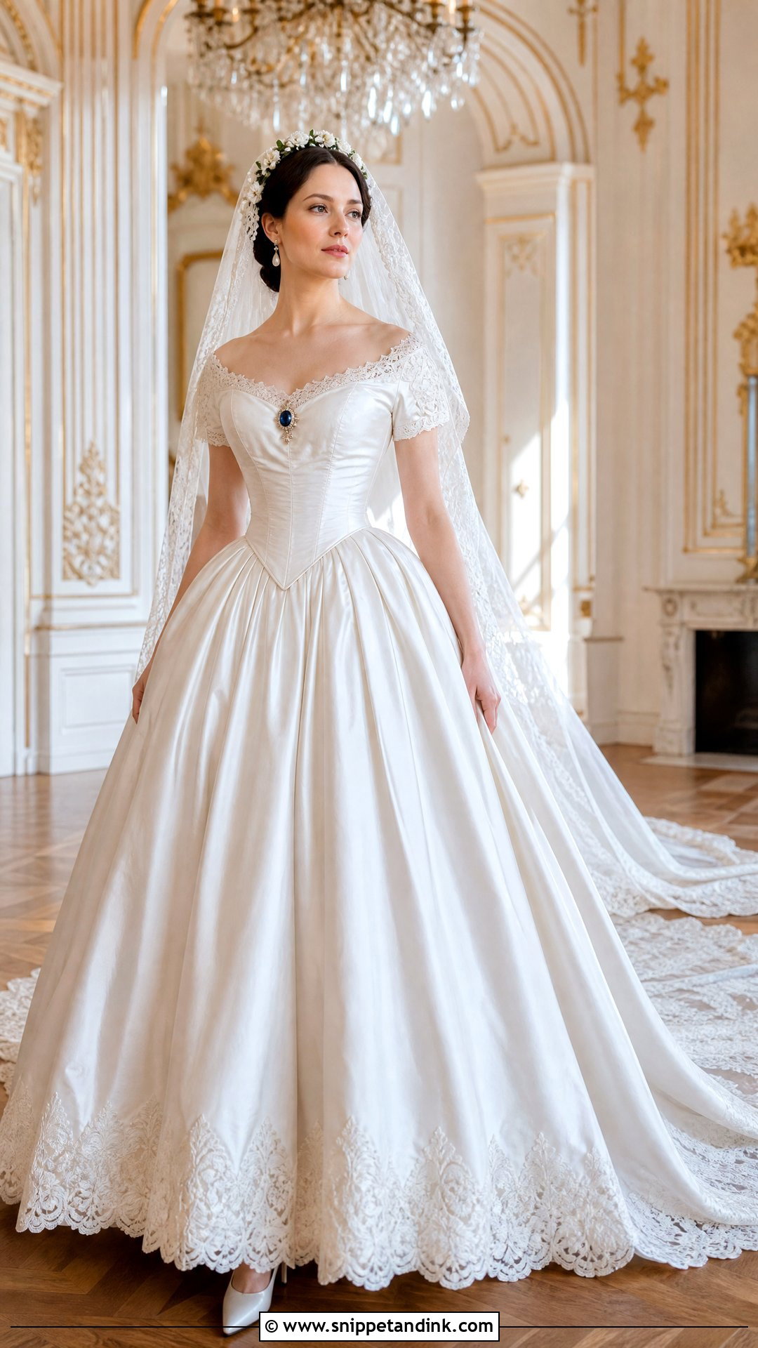 Queen Victoria White Satin Wedding Dress - Snippet and Ink - 25 Queen Victoria Wedding Dress Ideas
