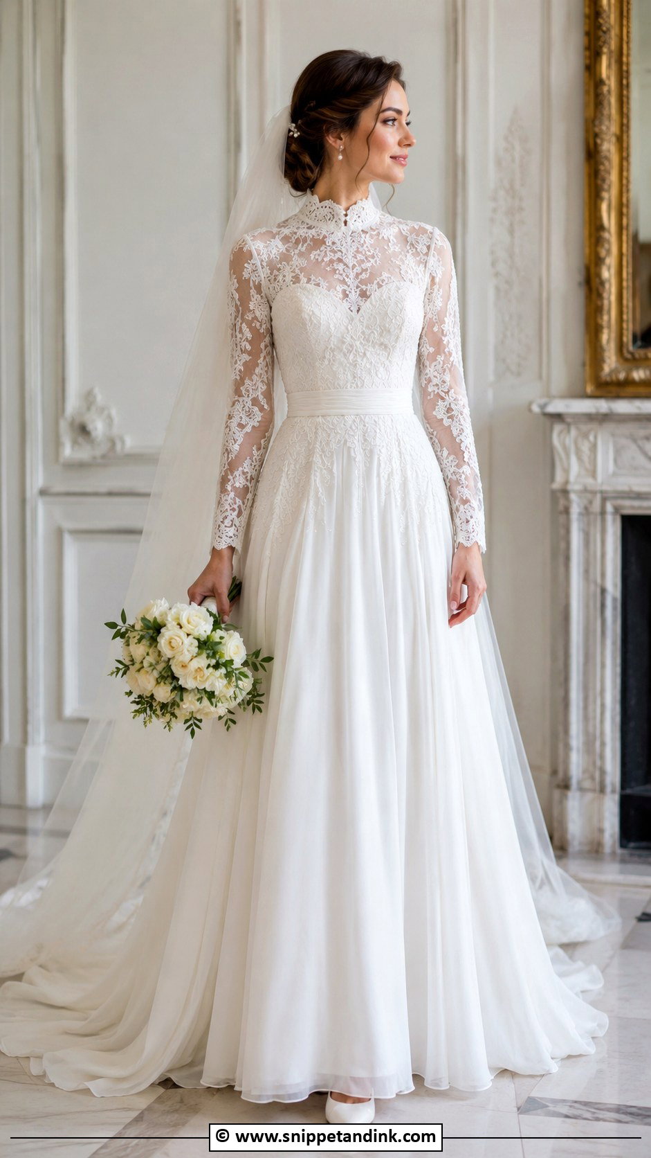 Queen Wedding Dress With Floral Lace Train - Snippet and Ink - 30 Queen Wedding Dress Ideas
