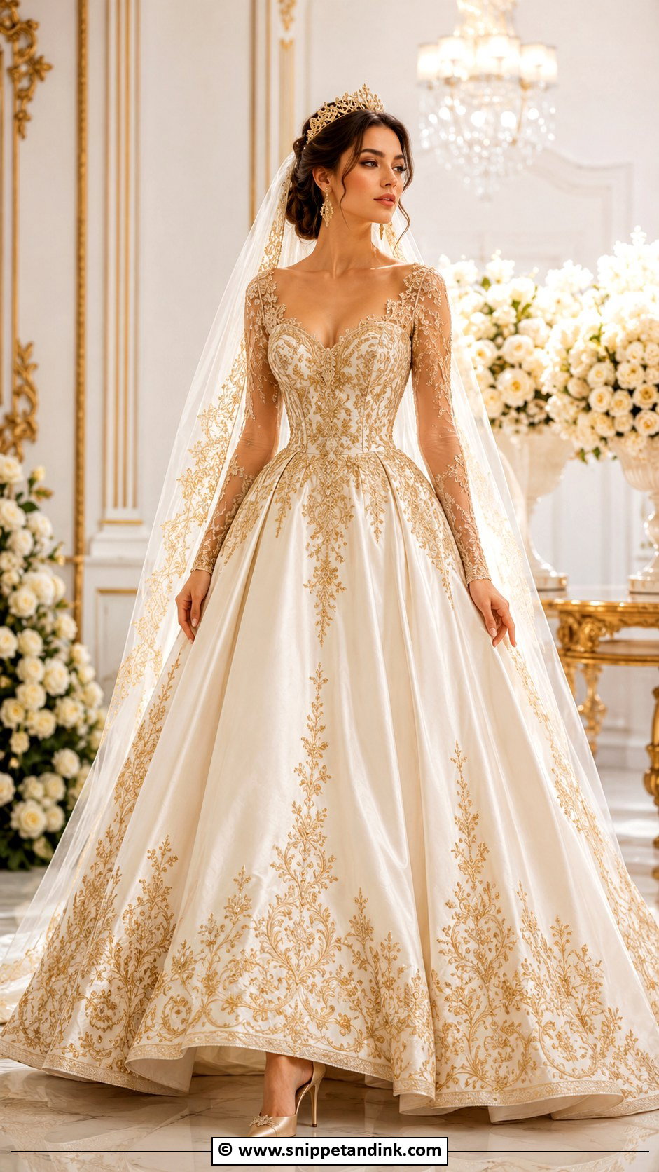 Queen Wedding Dress With Gold Embroidery - Snippet and Ink - 30 Queen Wedding Dress Ideas