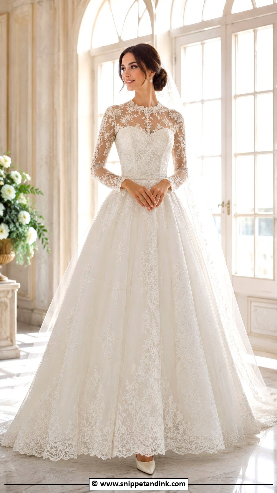 Queen Wedding Dress With Illusion Neckline - Snippet and Ink - 30 Queen Wedding Dress Ideas