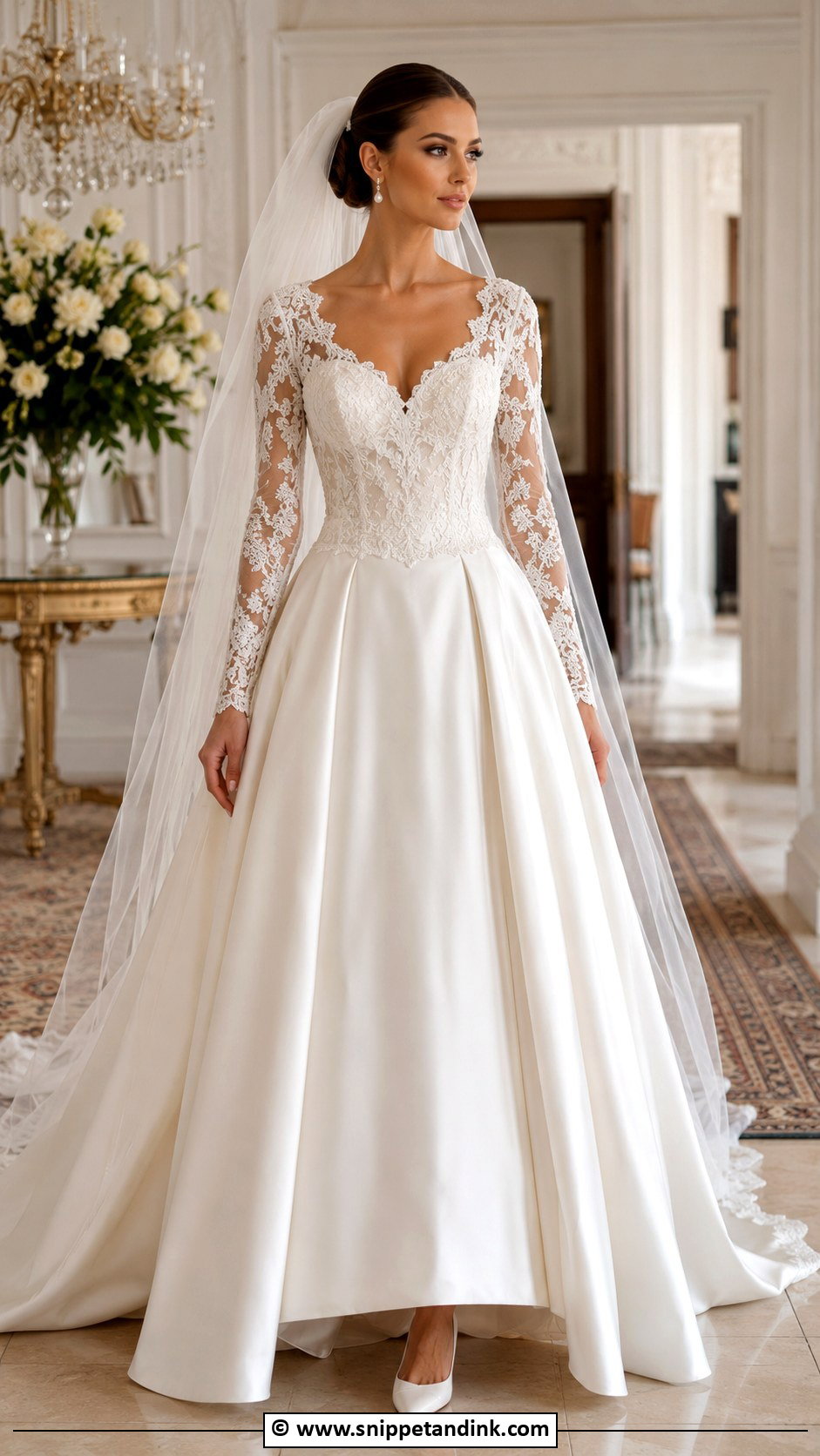 Queen Wedding Dress With Long Lace Sleeves - Snippet and Ink - 30 Queen Wedding Dress Ideas