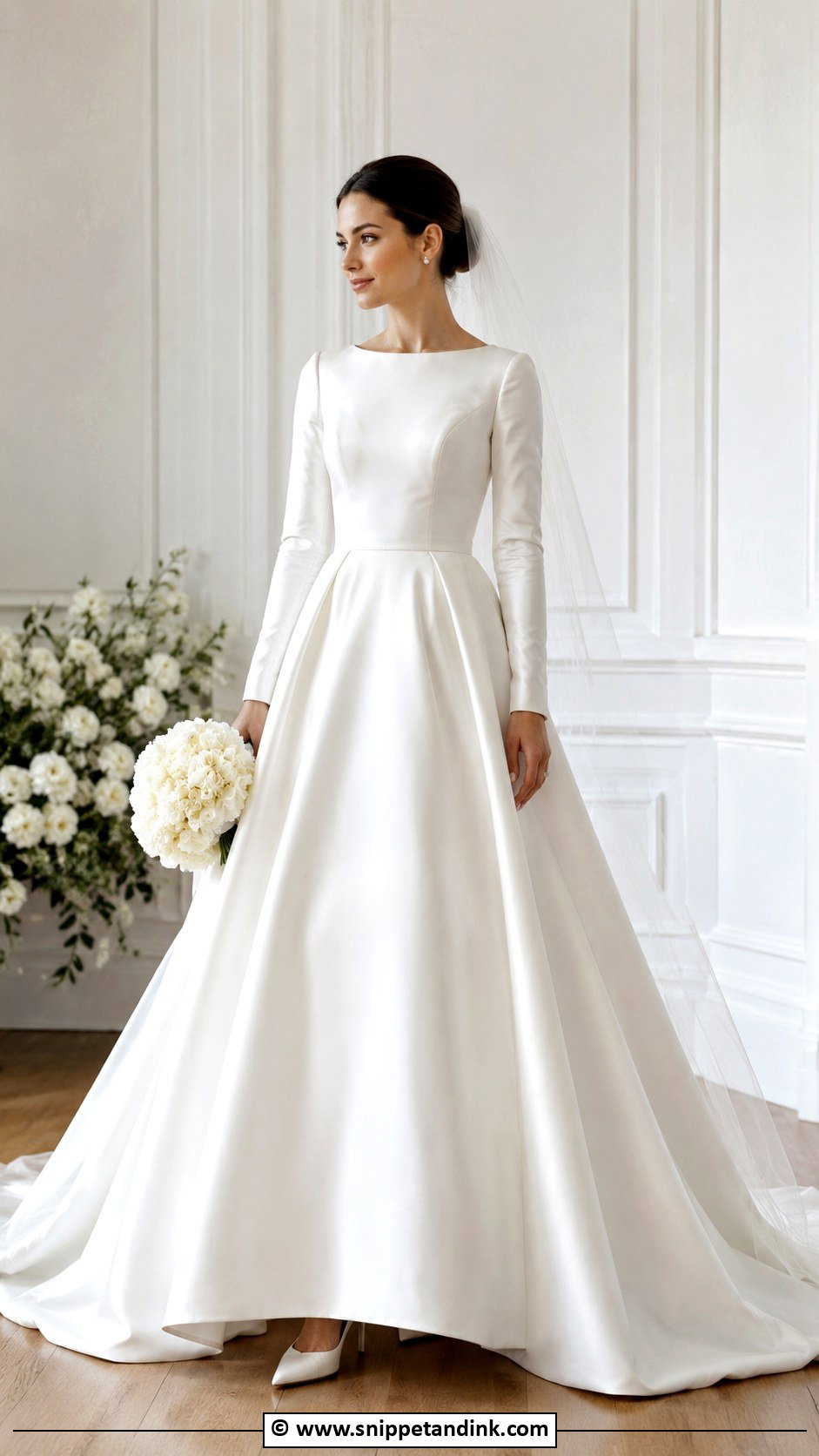 Queen Wedding Dress With Long Satin Sleeves - Snippet and Ink - 30 Queen Wedding Dress Ideas