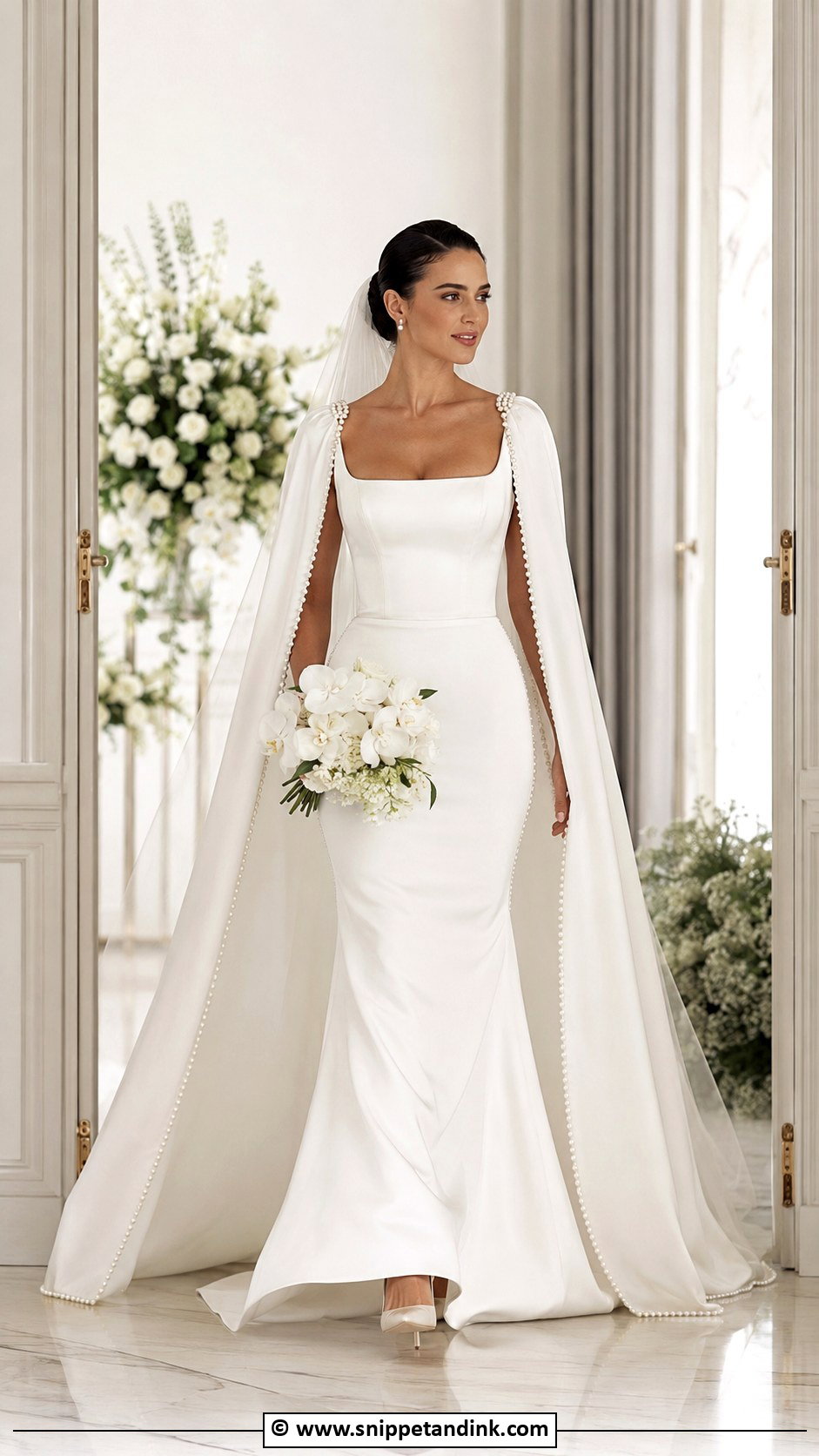 Queen Wedding Dress With Mantle Cape Veil - Snippet and Ink - 30 Queen Wedding Dress Ideas