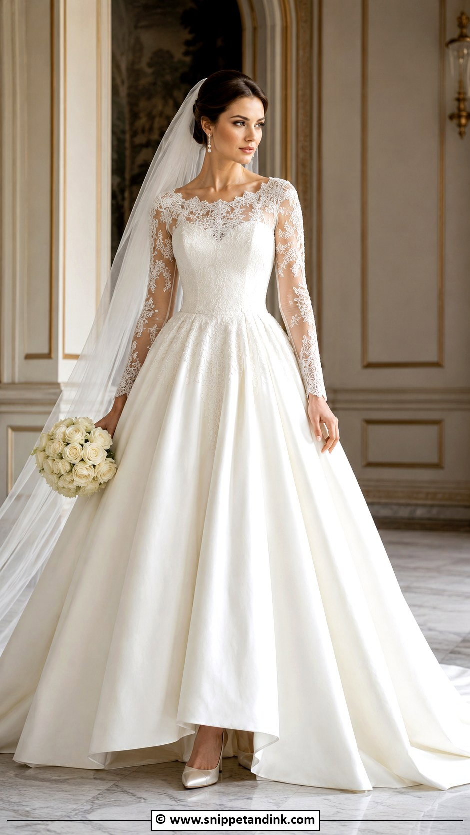Queen Wedding Dress With Pearl Embroidery - Snippet and Ink - 30 Queen Wedding Dress Ideas