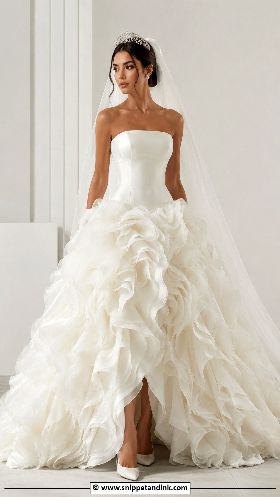 Queen Wedding Dress With Ruffled Organza Skirt - Snippet and Ink - 30 Queen Wedding Dress Ideas