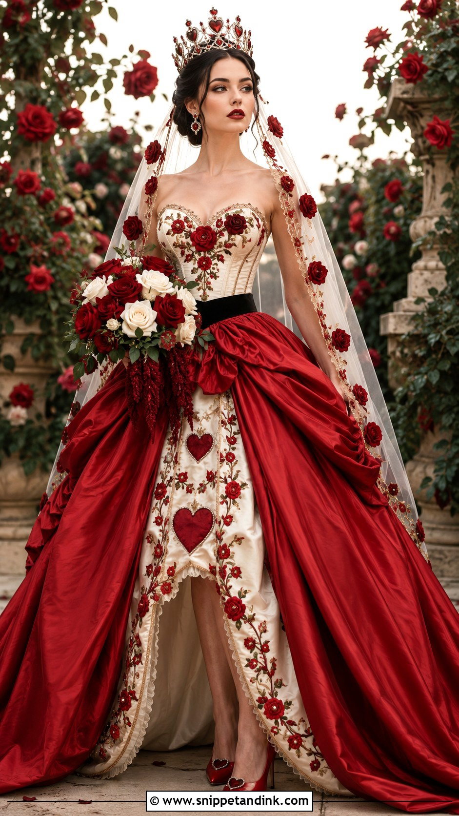 Queen of Hearts Alice in Wonderland Wedding Dress - Snippet and Ink - 20 Alice in Wonderland Wedding Dress Ideas
