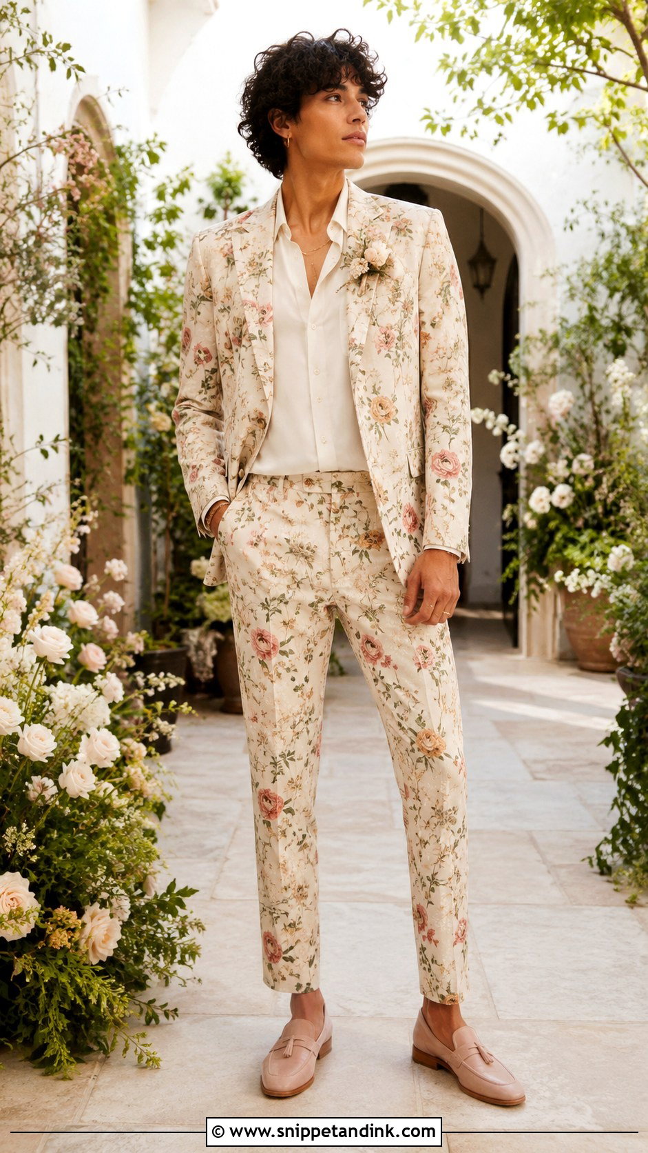 Queer Wedding Floral Suit Outfit - Snippet and Ink - 25 Queer Wedding Outfit Ideas