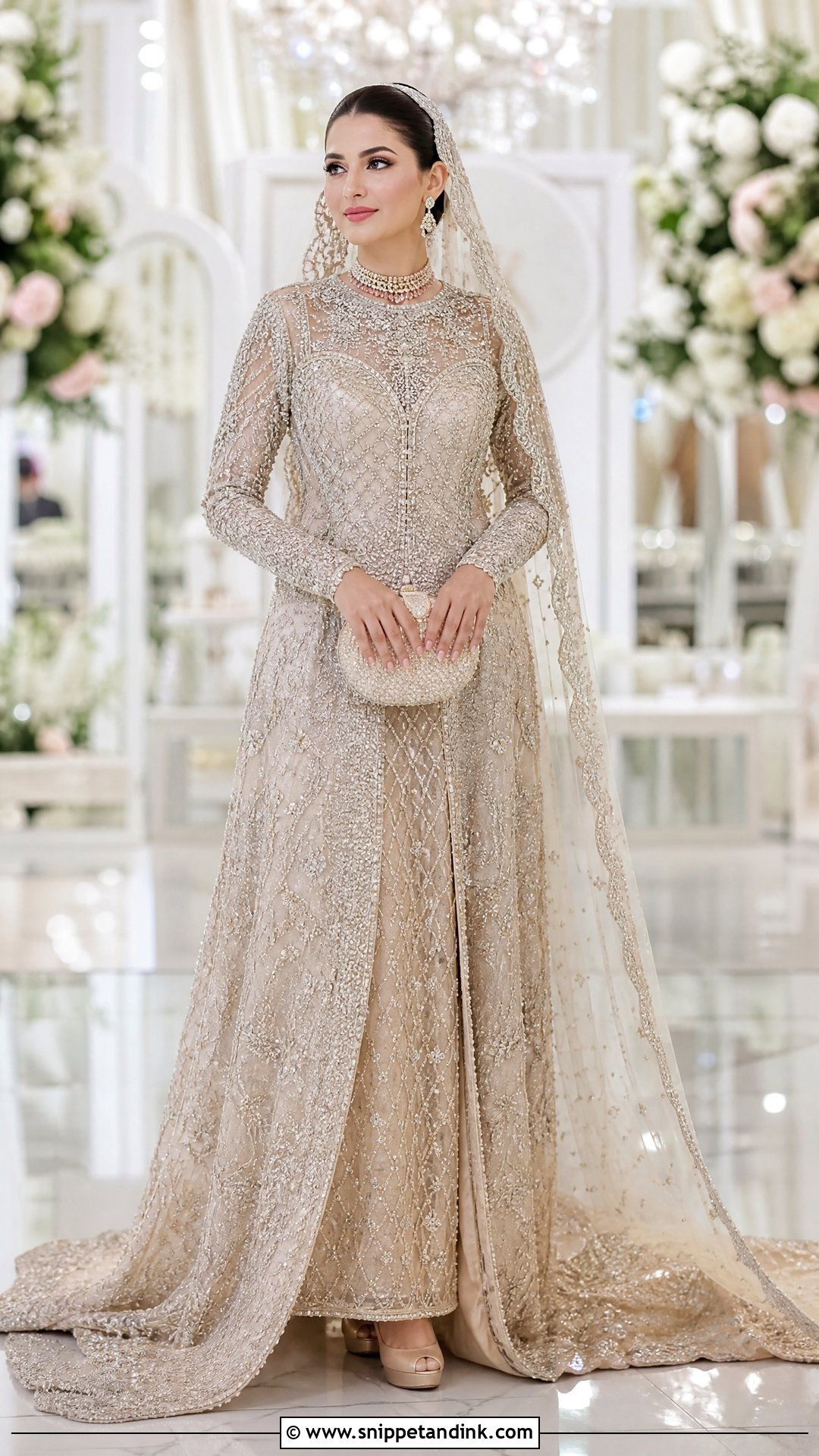 Rabia Faisal Champagne Bridal Gown Look - Snippet and Ink - 20 Rabia Faisal Wedding Dress Ideas