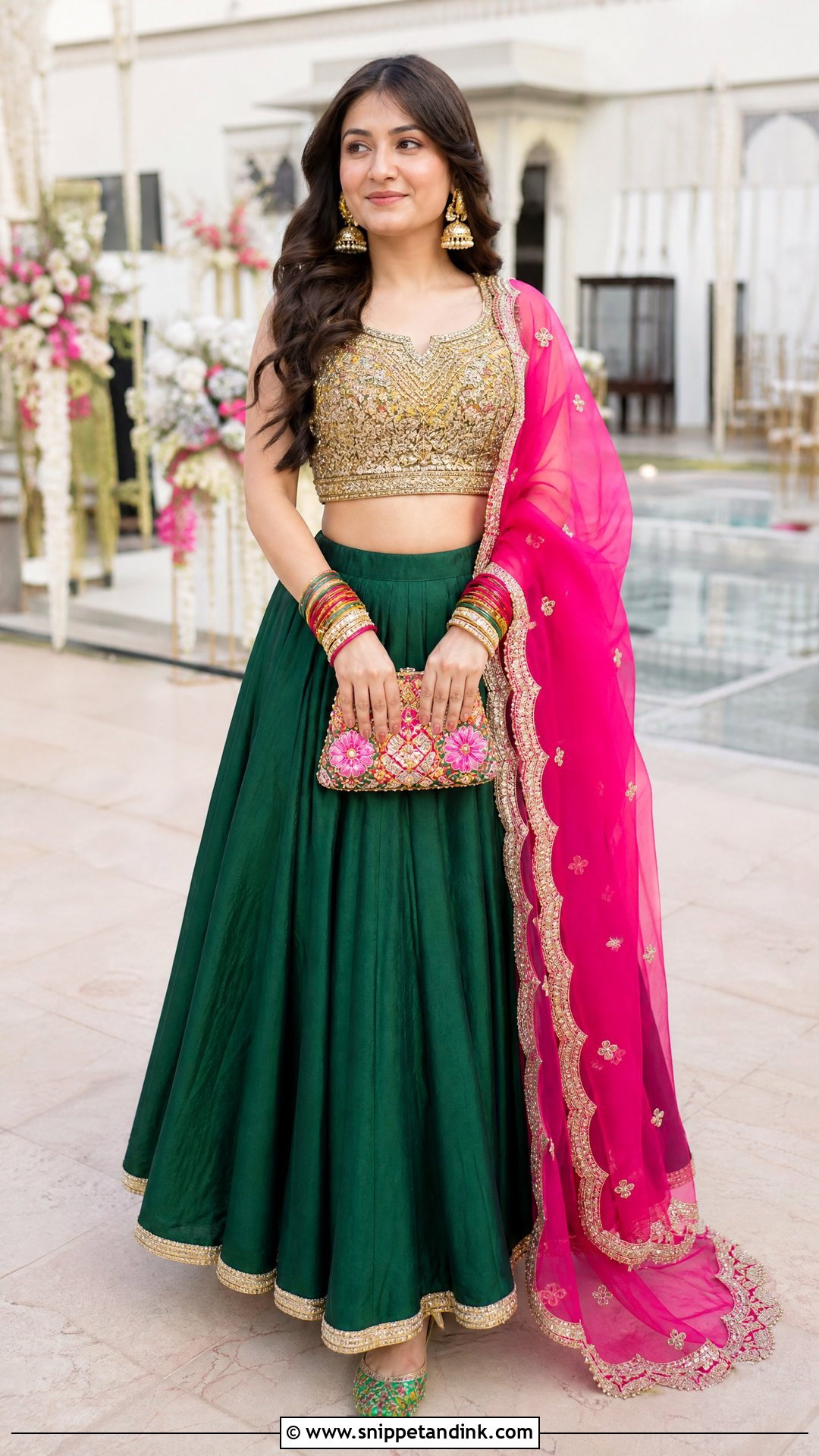 Rabia Faisal Emerald Green Mehndi Lehenga Look - Snippet and Ink - 20 Rabia Faisal Wedding Dress Ideas