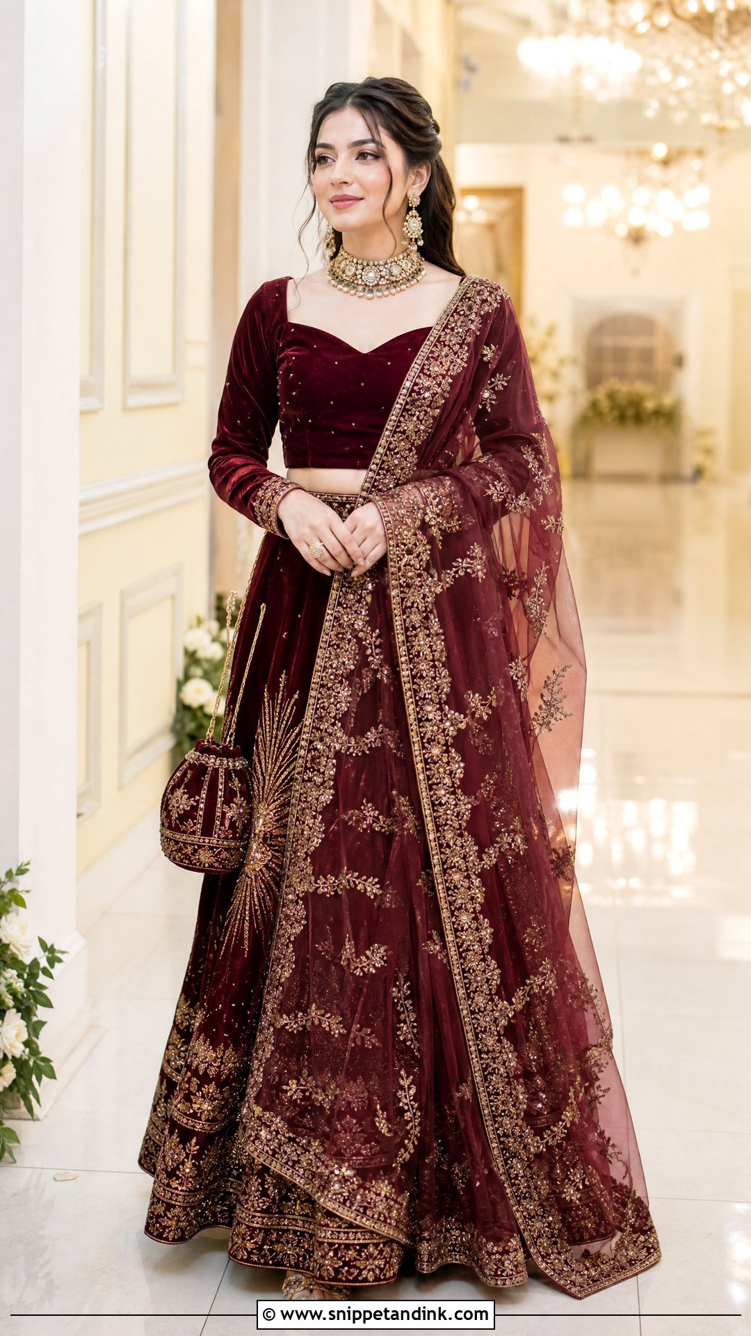 Rabia Faisal Maroon Velvet Lehenga Look - Snippet and Ink - 20 Rabia Faisal Wedding Dress Ideas