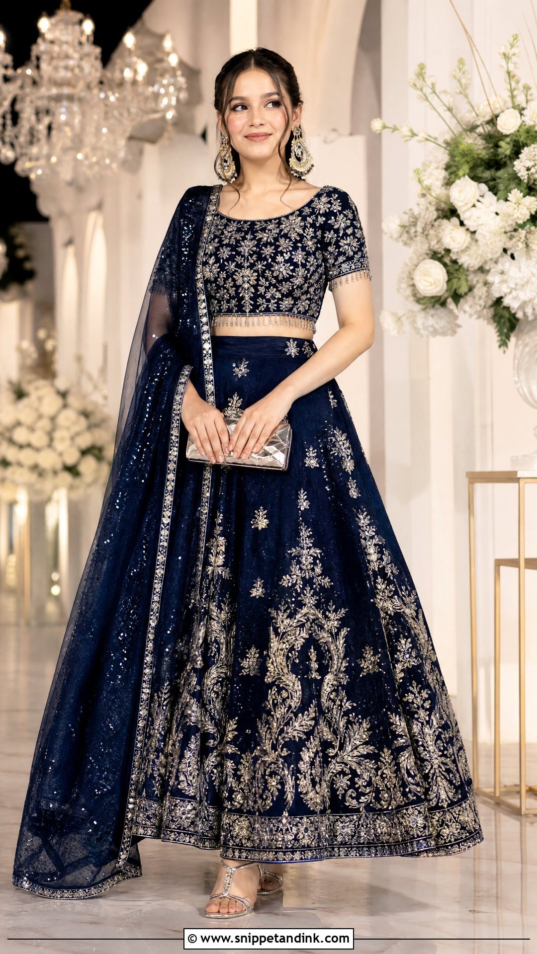 Rabia Faisal Navy Blue Wedding Lehenga Look - Snippet and Ink - 20 Rabia Faisal Wedding Dress Ideas