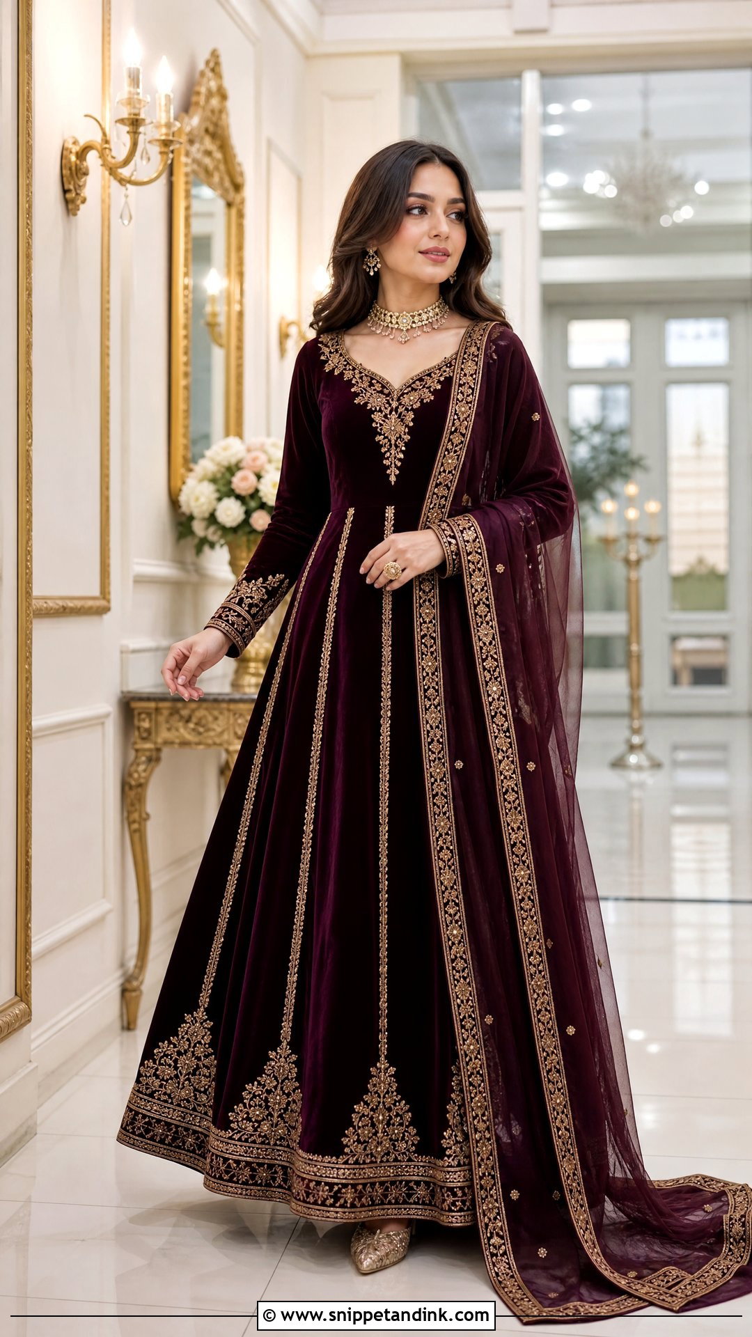 Rabia Faisal Plum Velvet Pishwas Look - Snippet and Ink - 20 Rabia Faisal Wedding Dress Ideas
