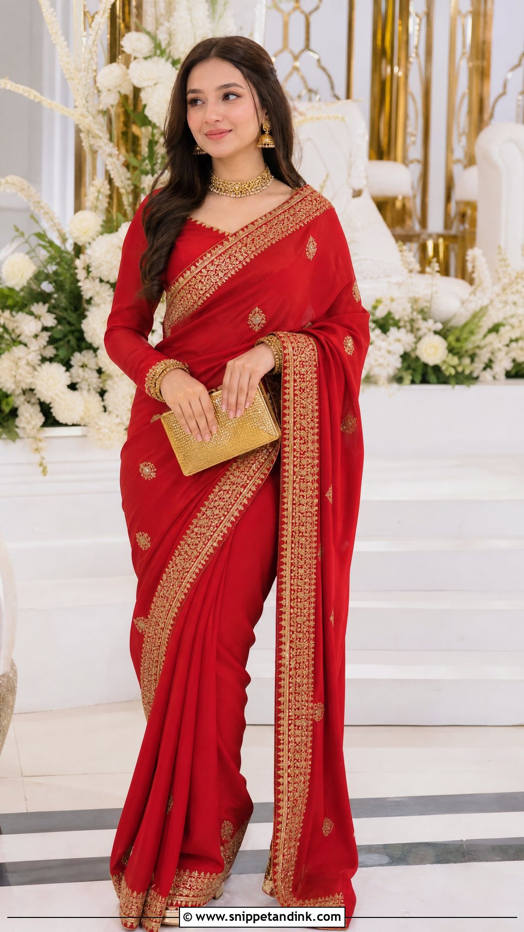 Rabia Faisal Red And Gold Saree Look - Snippet and Ink - 20 Rabia Faisal Wedding Dress Ideas