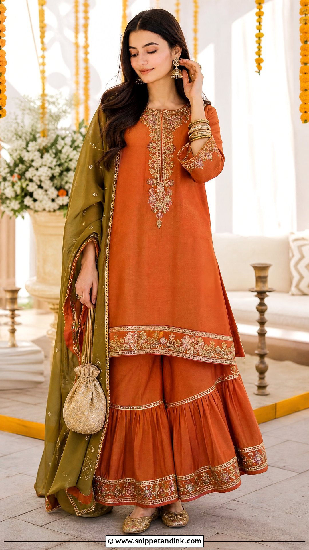 Rabia Faisal Rust Orange Sharara Look - Snippet and Ink - 20 Rabia Faisal Wedding Dress Ideas