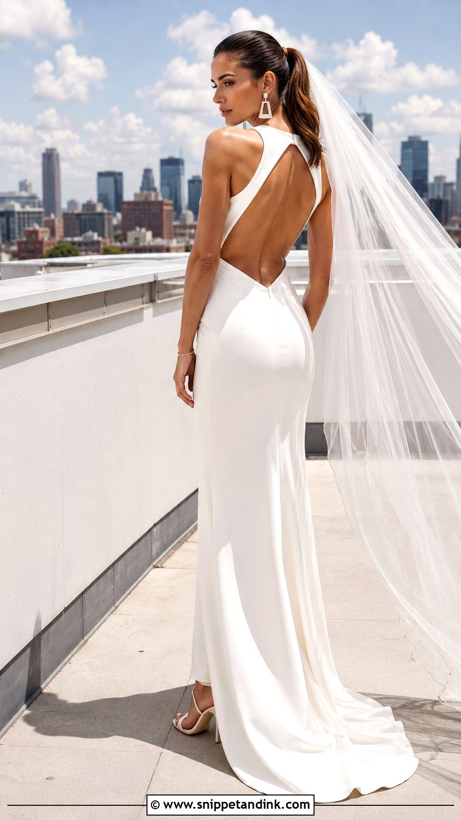 Racer Neck Backless Wedding Dress - Snippet and Ink - 20 High Neck Backless Wedding Dress Ideas