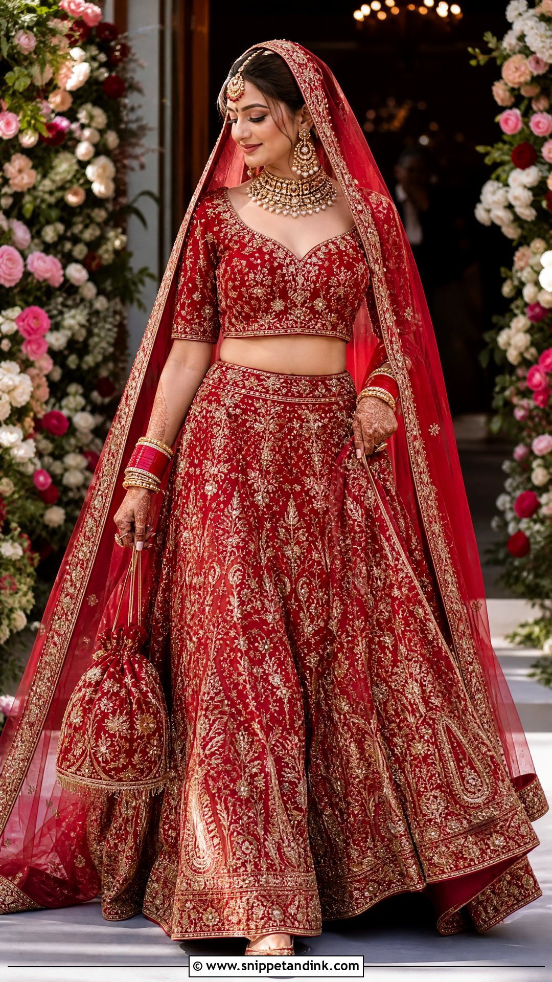Radhika Merchant Red Vidai Lehenga - Snippet and Ink - 20 Anant Ambani Wedding Outfits
