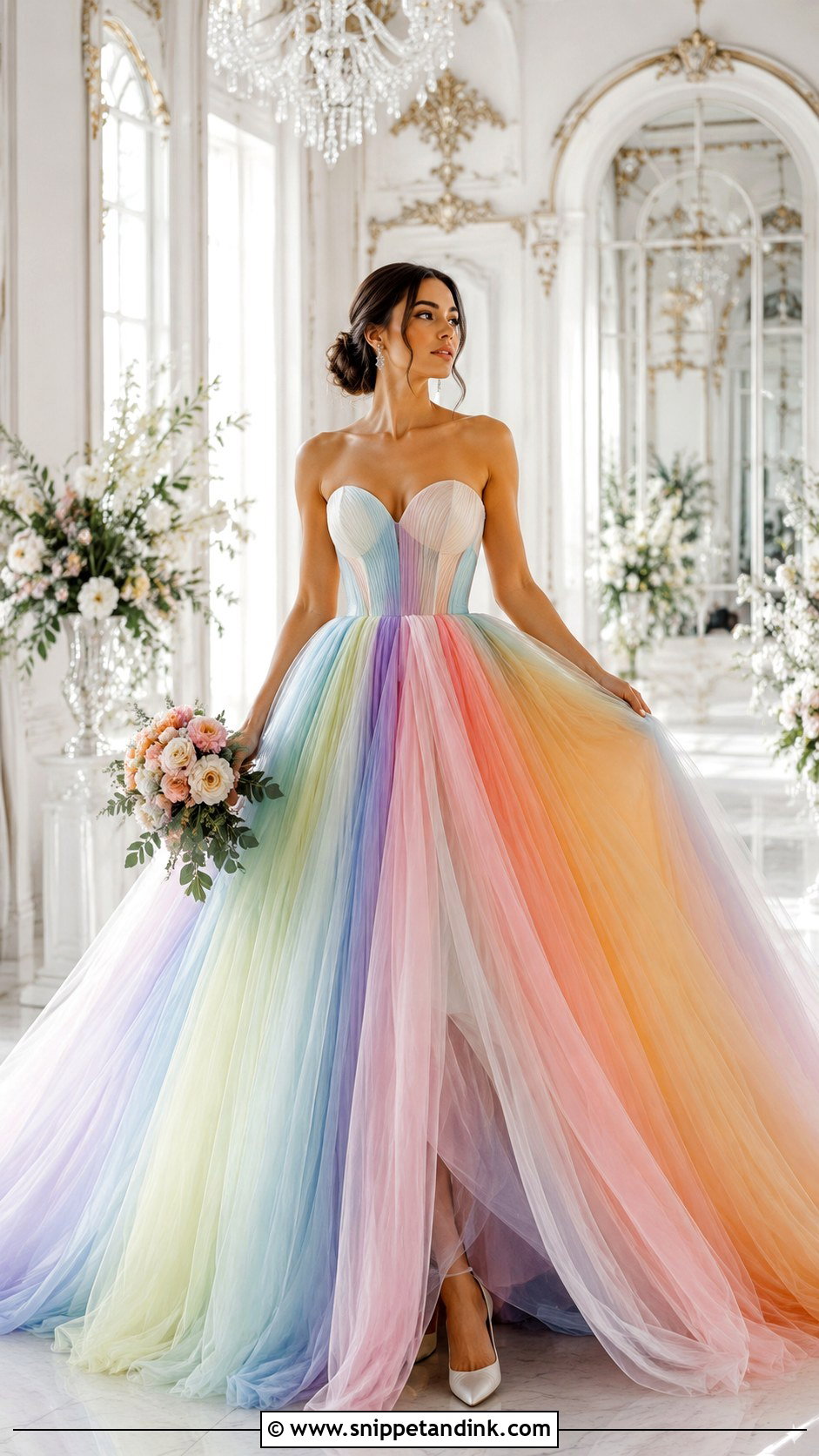 Rainbow Ball Gown Wedding Dress - Snippet and Ink - 25 Rainbow Wedding Dress Ideas
