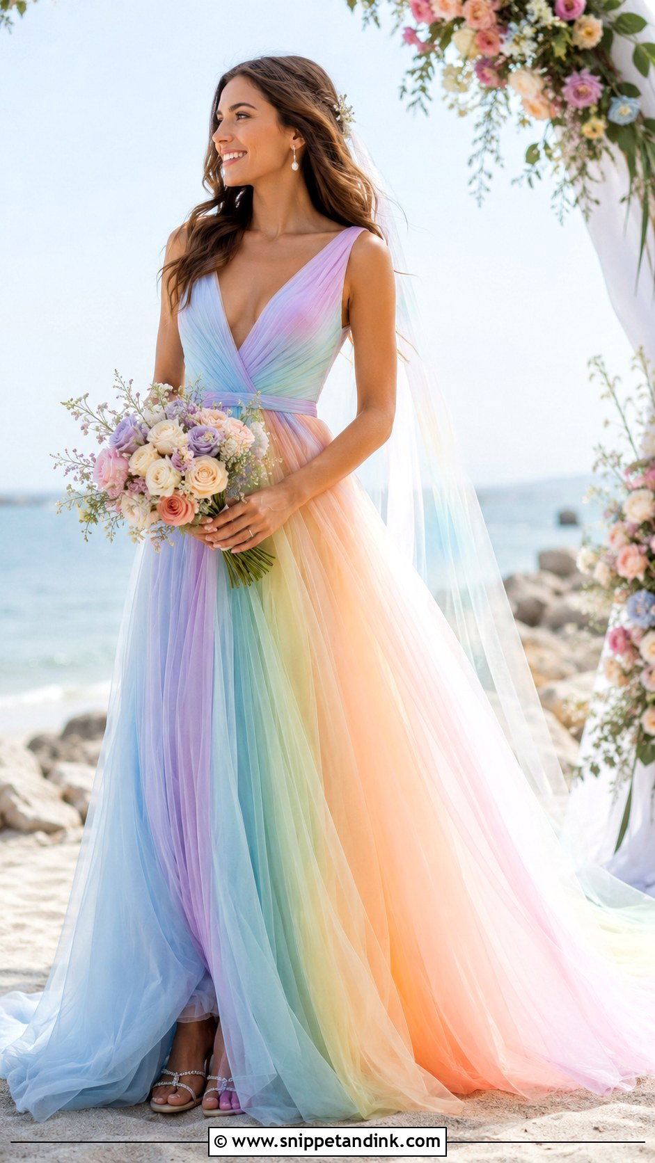 Rainbow Beach Wedding Dress - Snippet and Ink - 25 Rainbow Wedding Dress Ideas