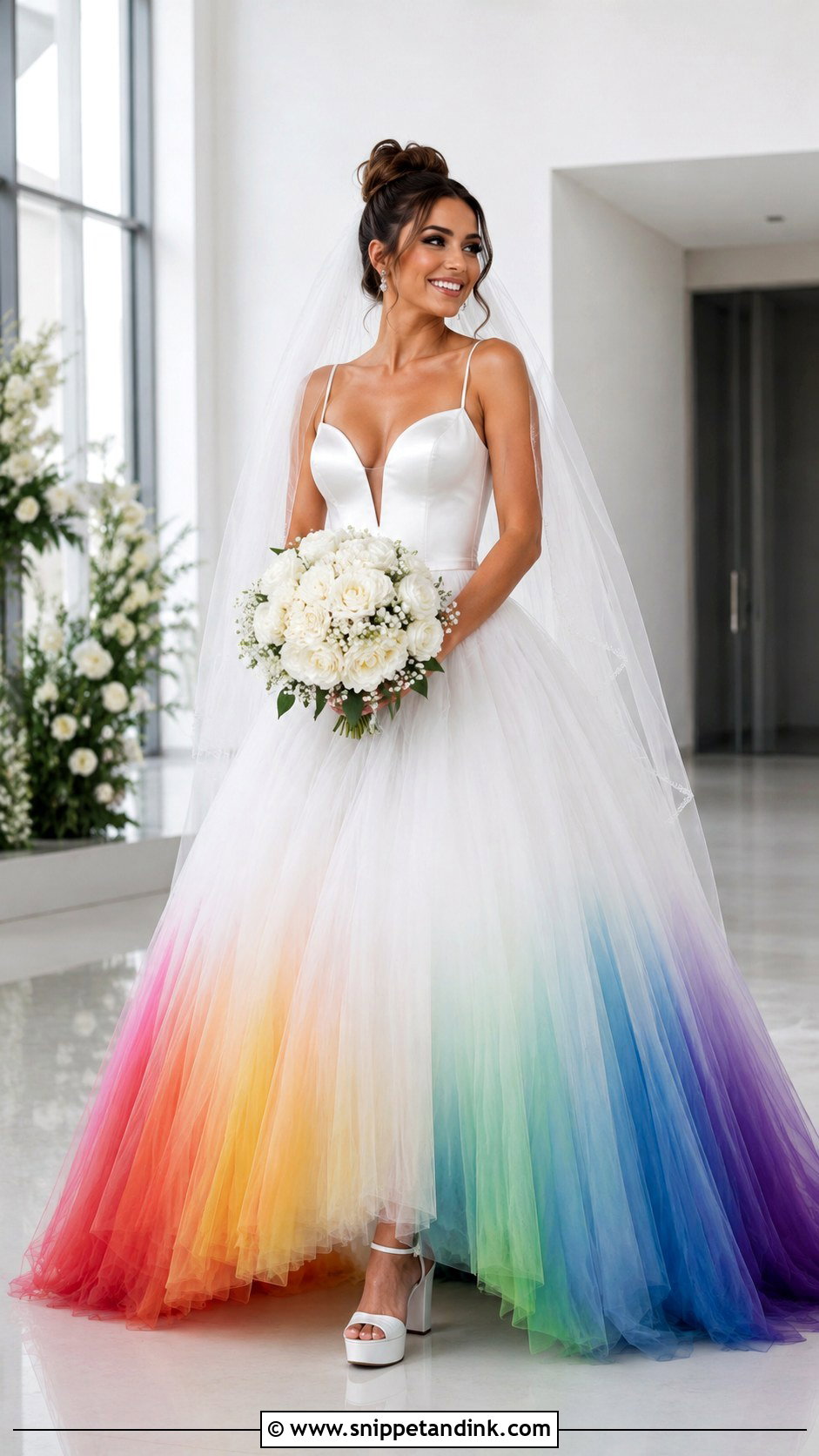 Rainbow Dip Dye Wedding Dress - Snippet and Ink - 20 Dip Dye Wedding Dress Ideas