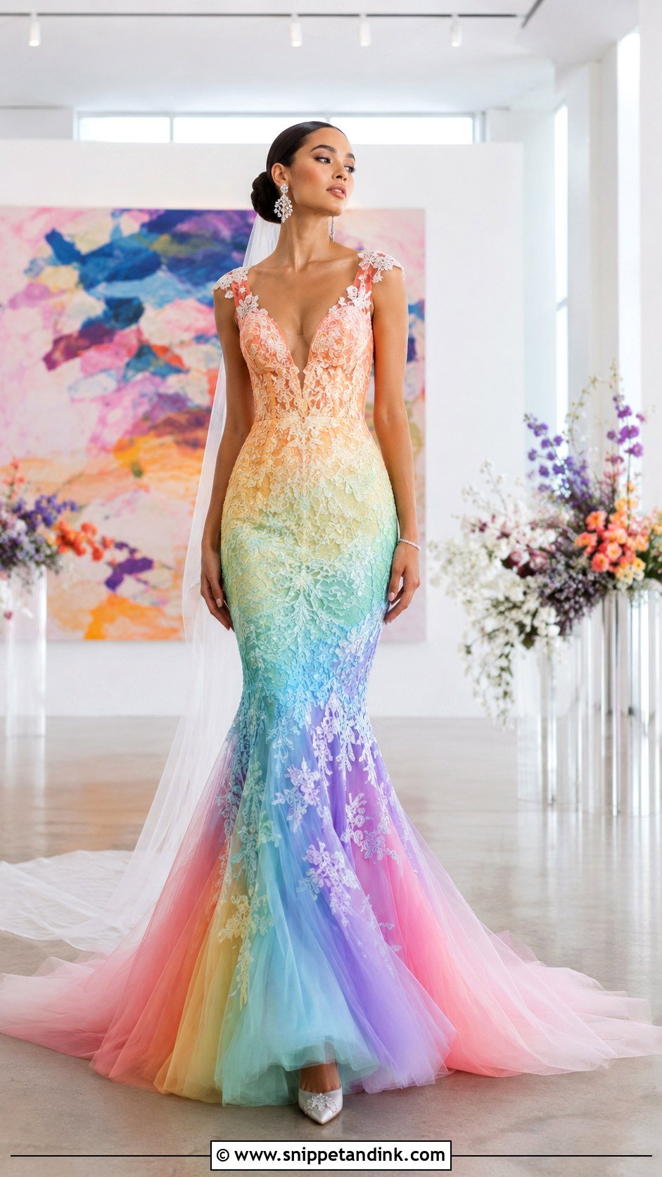 Rainbow Mermaid Wedding Dress - Snippet and Ink - 25 Rainbow Wedding Dress Ideas