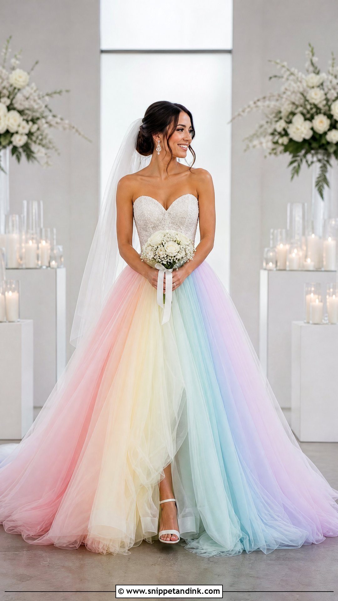 Rainbow Ombre Wedding Dress - Snippet and Ink - 20 Pop of Color Wedding Dress Ideas