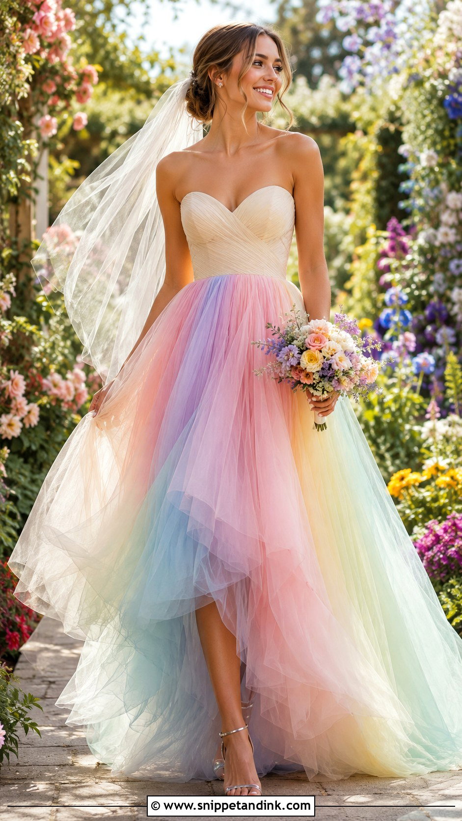 Rainbow Ombre Wedding Dress Bride - Snippet and Ink - 20 Colorful Bride Ideas
