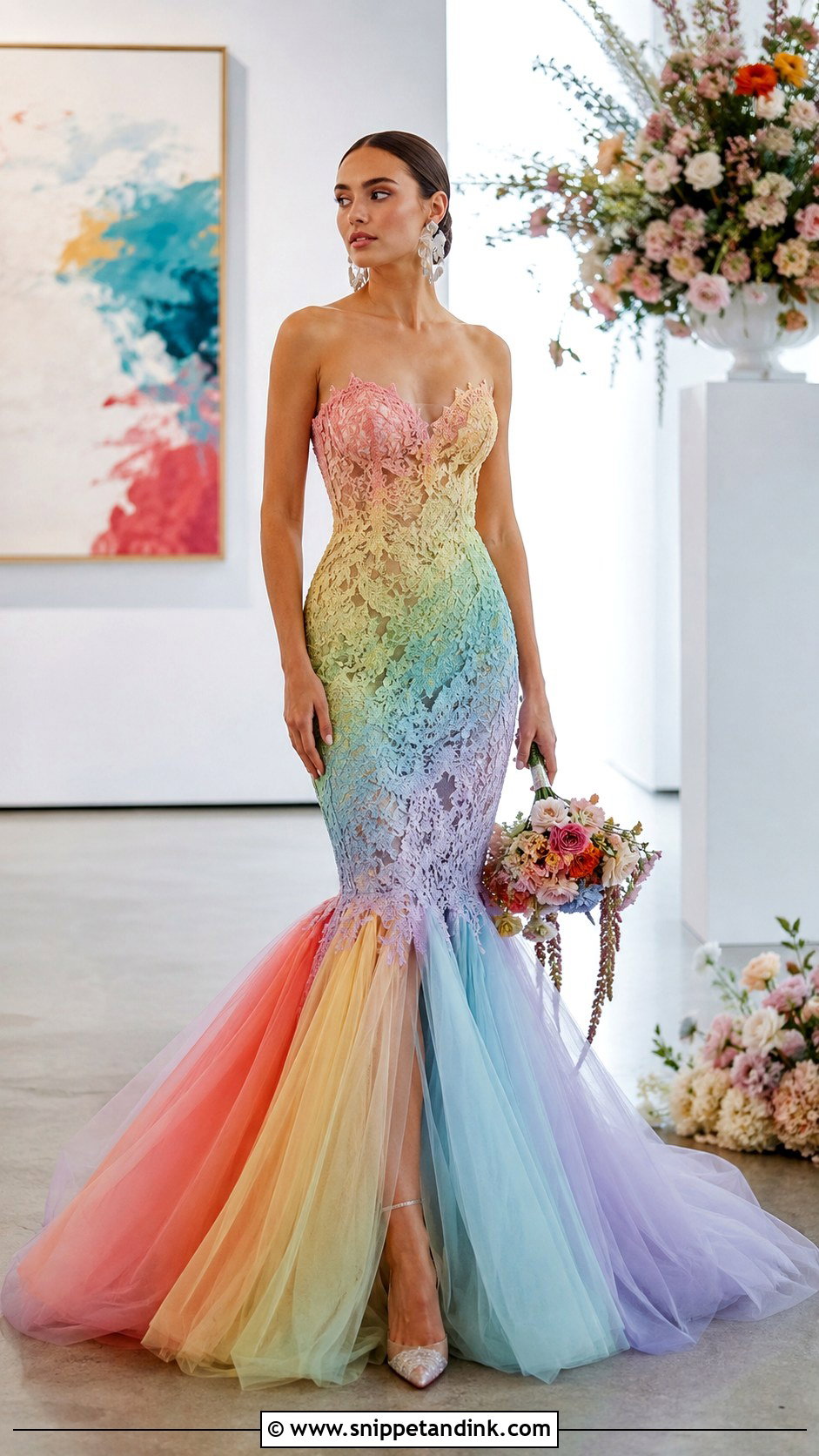 Rainbow Ombre Wedding Dress - Snippet and Ink - 25 Rainbow Wedding Dress Ideas