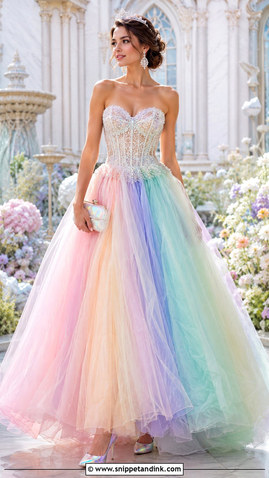 Rainbow Pastel Fantasy Ball Gown - Snippet and Ink - 20 Ball Gown Fantasy Royal Ideas