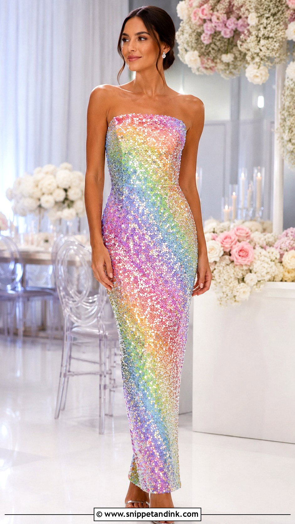 Rainbow Sequin Wedding Dress - Snippet and Ink - 25 Rainbow Wedding Dress Ideas