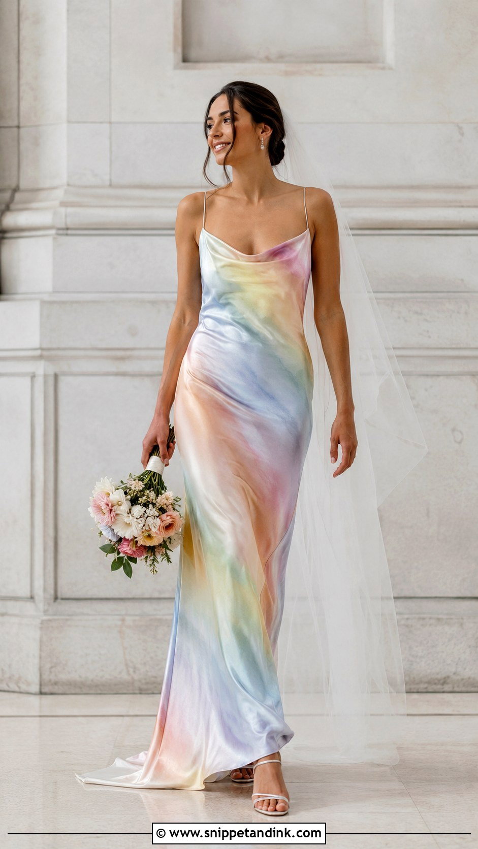Rainbow Slip Wedding Dress - Snippet and Ink - 25 Rainbow Wedding Dress Ideas