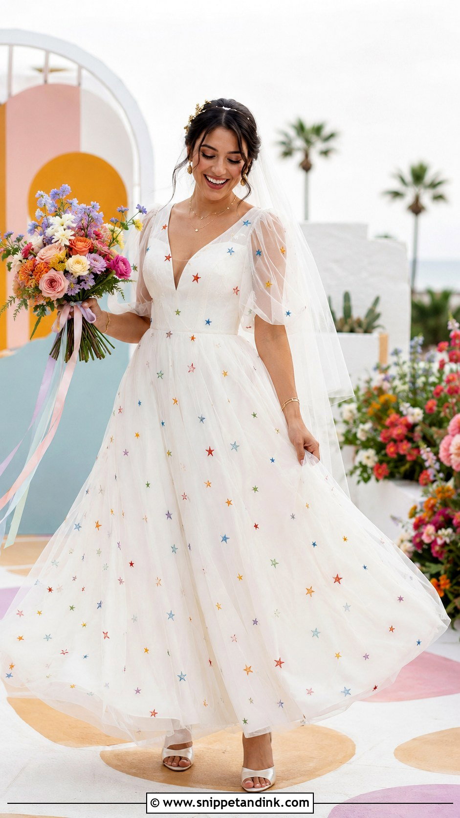 Rainbow Star Wedding Dress - Snippet and Ink - 20 Star Wedding Dress Ideas
