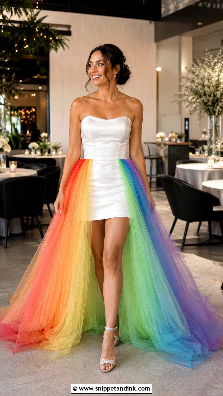 Rainbow Wedding Dress With Detachable Skirt - Snippet and Ink - 25 Rainbow Wedding Dress Ideas
