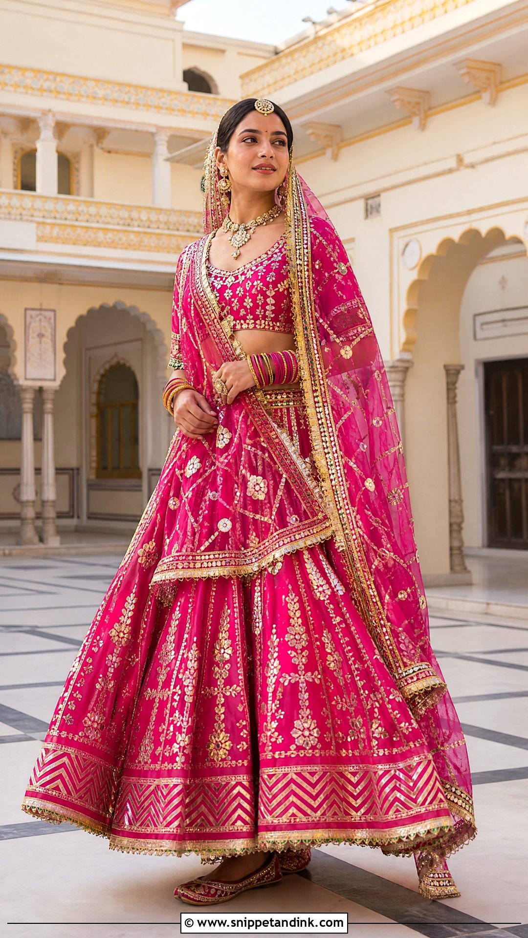 Rajasthani Gota Patti Lehenga With Odhani - Snippet and Ink - 20 Traditional Indian Wedding Outfits