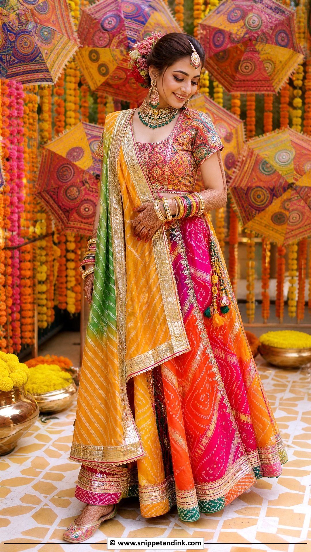 Rajasthani Mehndi Lehenga For Bride - Snippet and Ink - 35 Mehndi Dress for Bride Ideas
