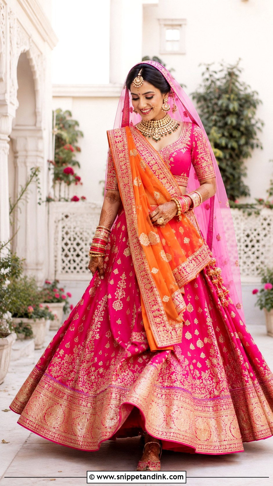 Rani Pink Bridal Chaniya Choli - Snippet and Ink - 20 Bridal Chaniya Choli Indian Weddings Ideas