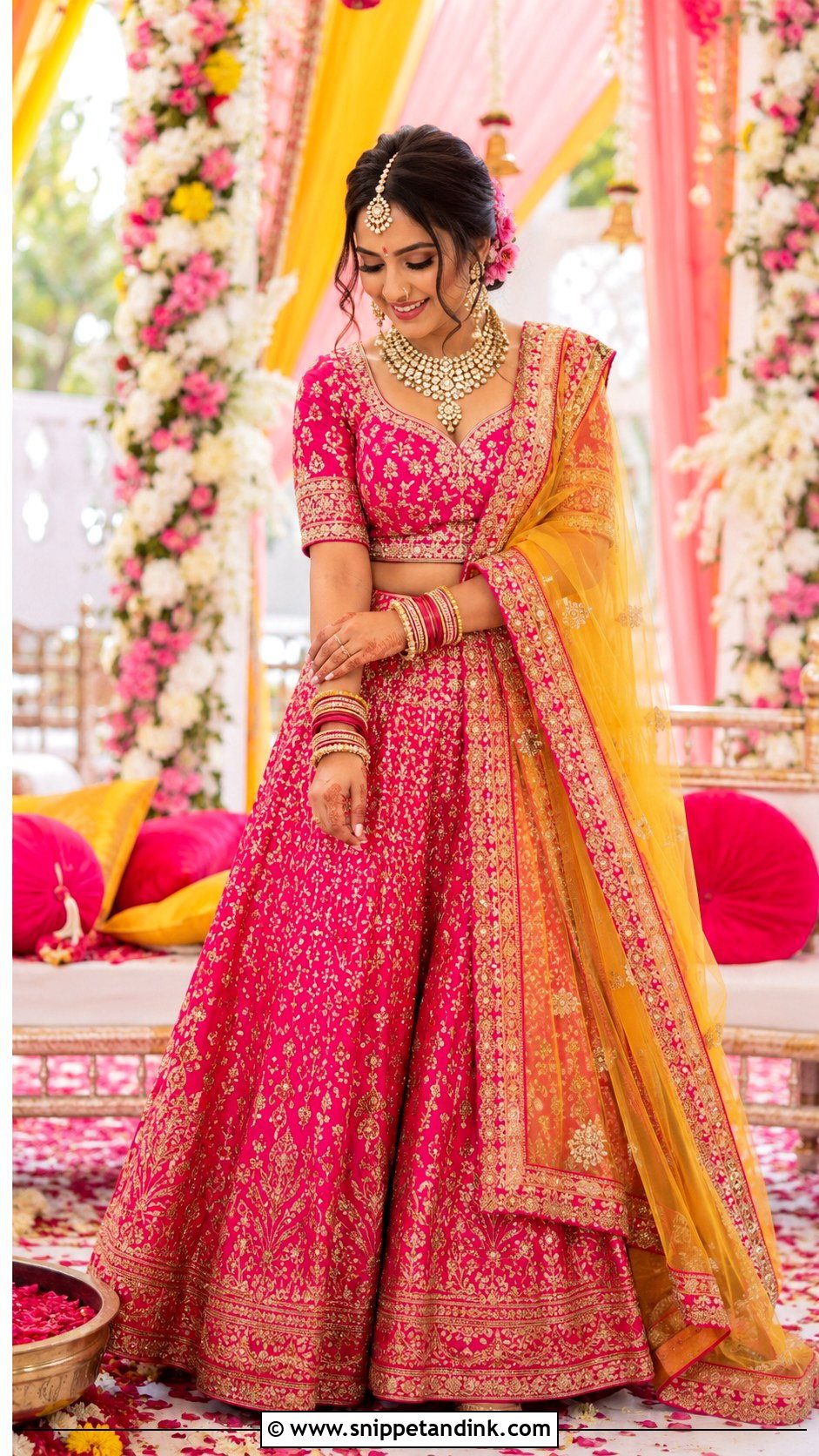 Rani Pink Bridal Lehenga With Polki Necklace - Snippet and Ink - 25 Indian Weddings Bridal Lehnga Dress Ideas