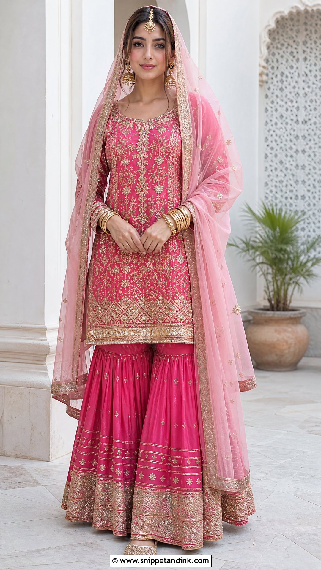 Rani Pink Gharara Nikkah Outfit - Snippet and Ink - 20 Pink Nikkah Outfit Ideas