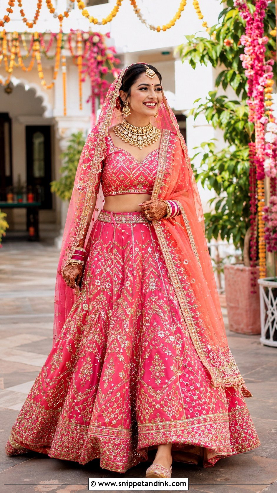 Rani Pink Gota Patti Bridal Lehenga - Snippet and Ink - 20 Bride Lahenga Design Ideas