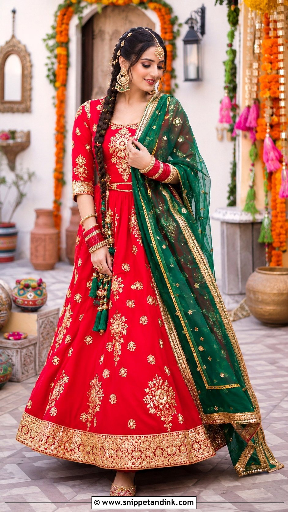 Rani Pink Jaggo Lengha With Mirror Work - Snippet and Ink - 20 Jaggo Lengha Ideas