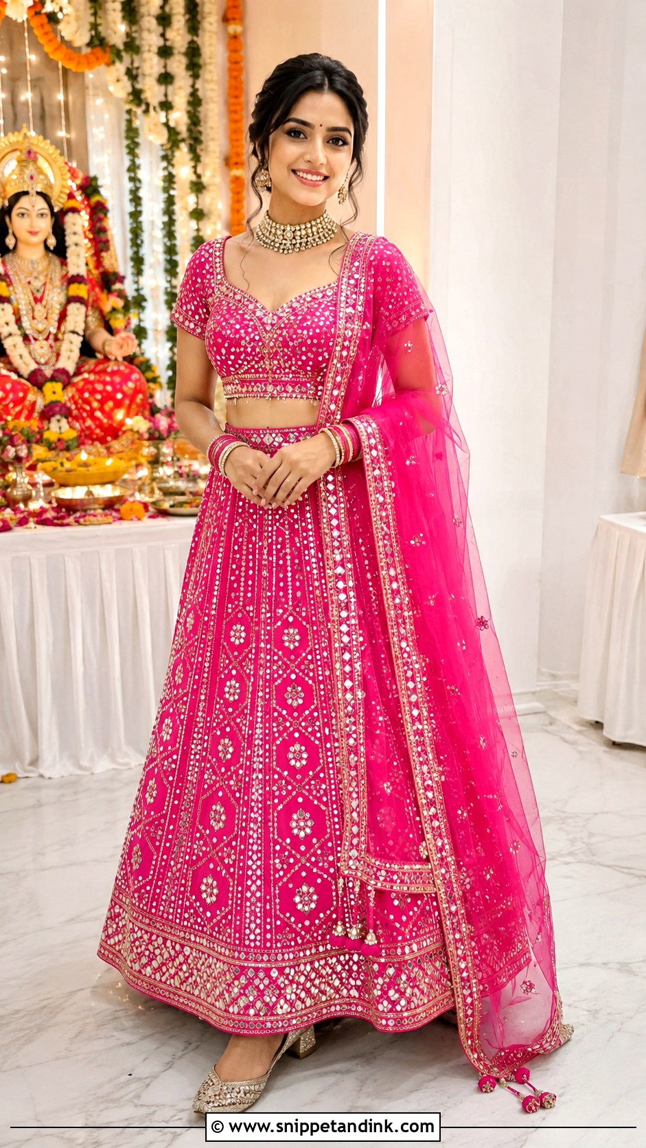 Rani Pink Lehenga For Mata Pujan Bride - Snippet and Ink - 25 Mata Pujan Dress for Bride Ideas