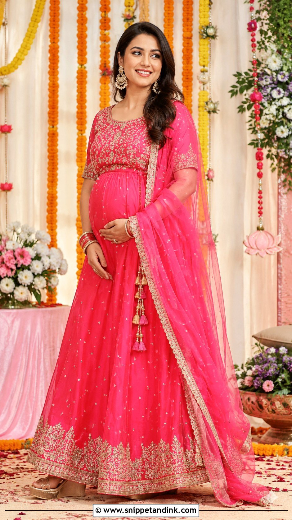 Rani Pink Lehenga Godh Bharai Outfit - Snippet and Ink - 25 Godh Bharai Outfit Ideas