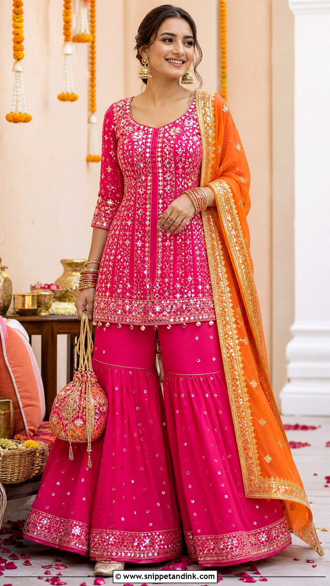 Rani Pink Mirror Work Salwar Suit - Snippet and Ink - 20 Wedding Salwar Suits