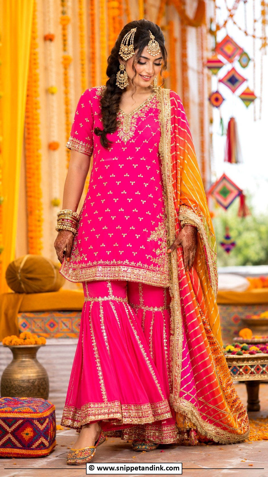 Rani Pink Pakistani Bridal Sharara - Snippet and Ink - 30 Pink Pakistani Bridal Dress Ideas