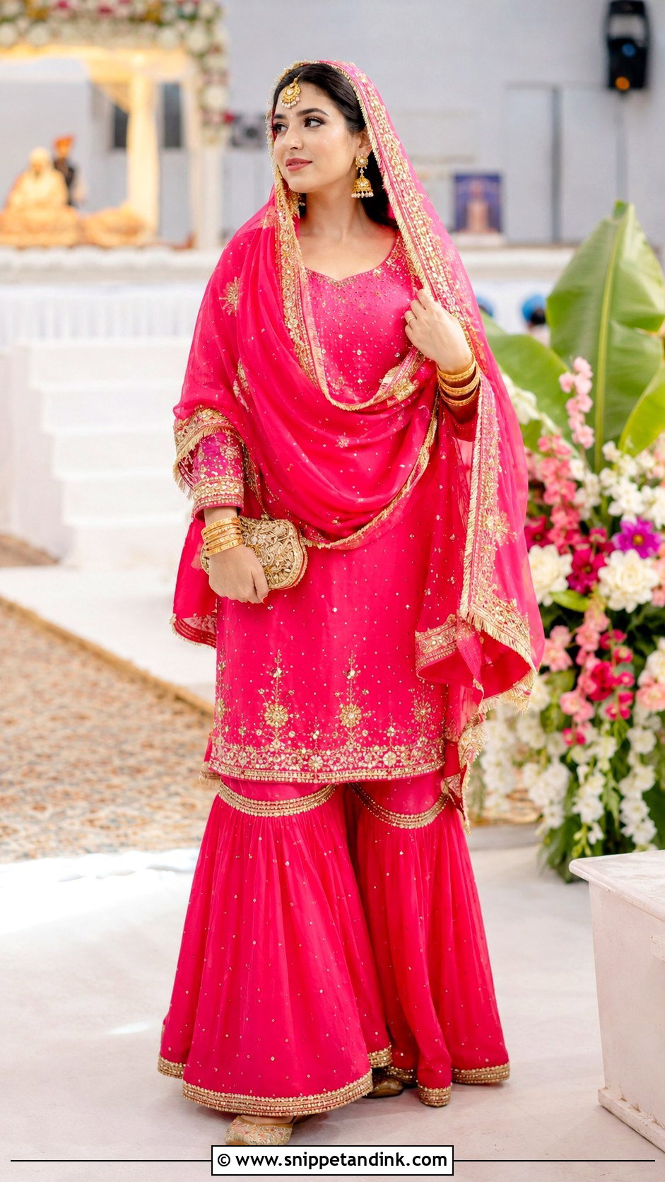 Rani Pink Sharara Anand Karaj Outfit - Snippet and Ink - 30 Anand Karaj Outfit Ideas