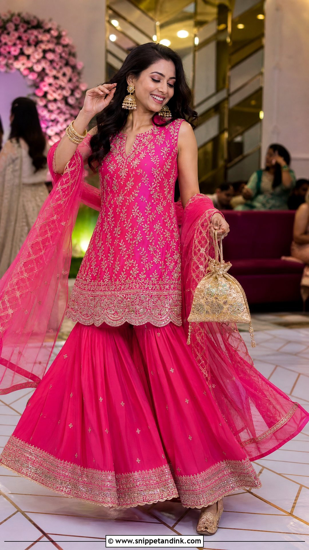 Rani Pink Sharara For North Indian Wedding - Snippet and Ink - 20 North Indian Wedding Outfits