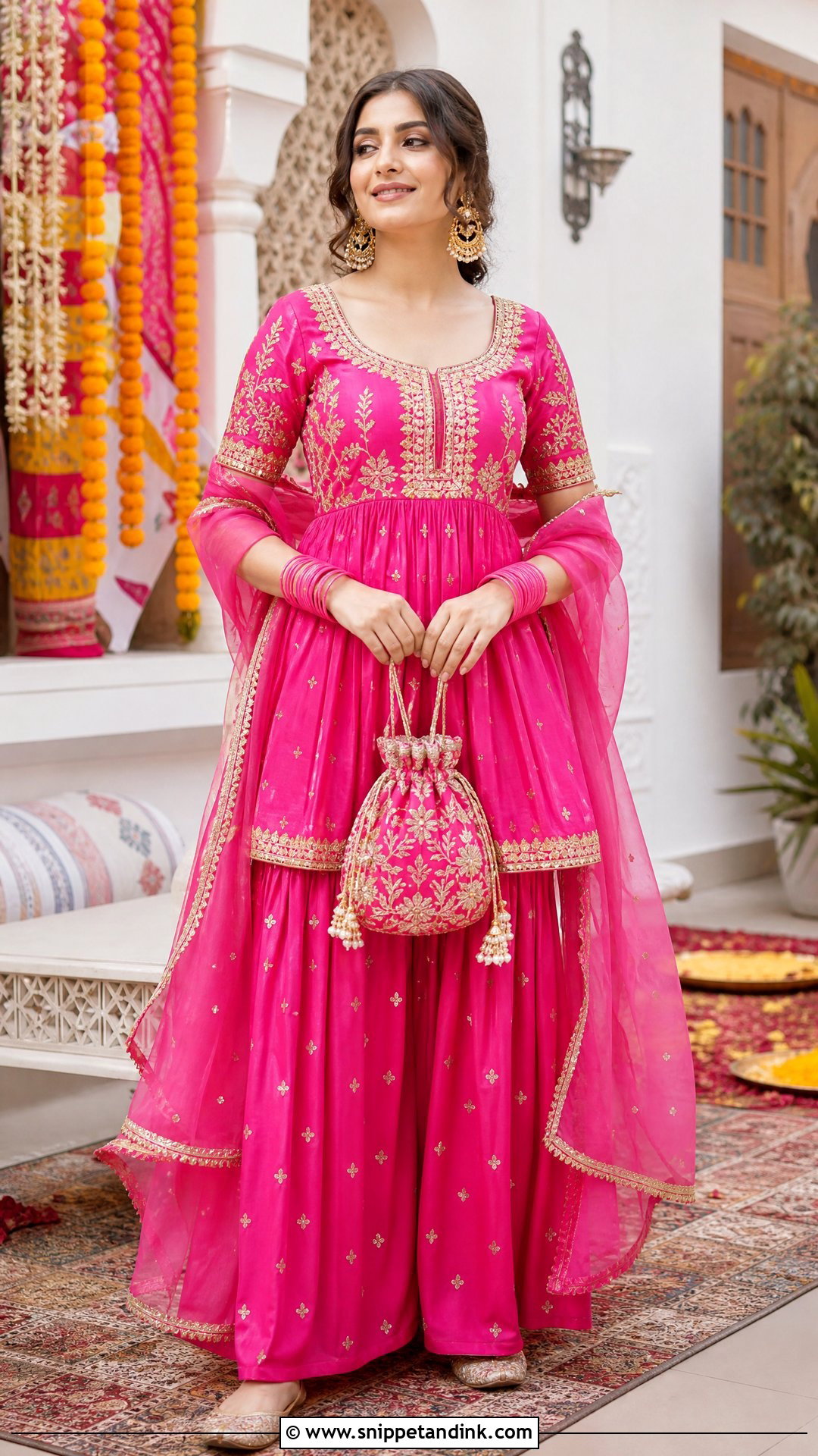 Rani Pink Sharara Jaago Outfit - Snippet and Ink - 25 Jaago Outfit Ideas