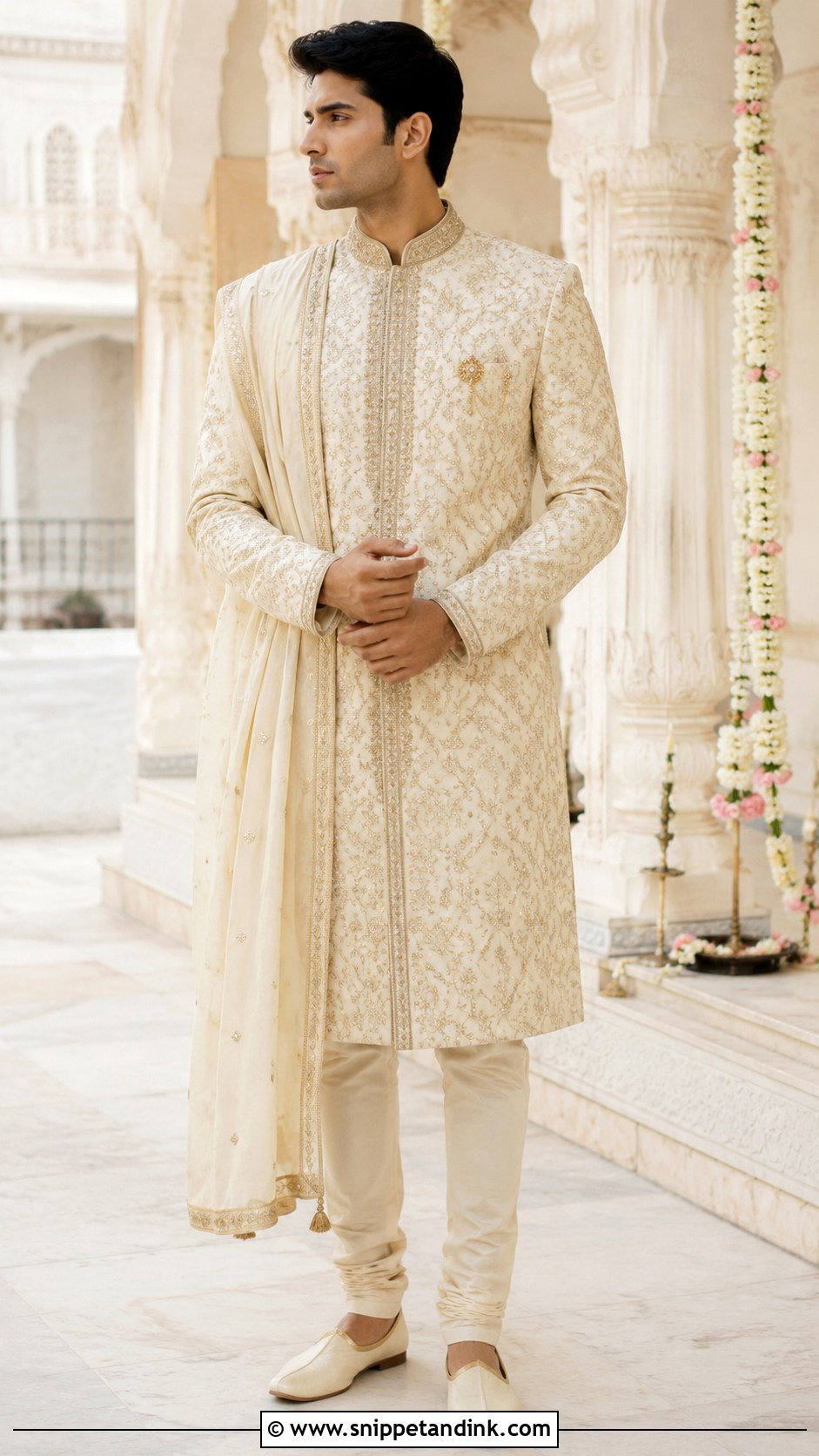 Ranveer Singh Achkan With Churidar - Snippet and Ink - 25 Ranveer Singh Wedding Outfit Ideas