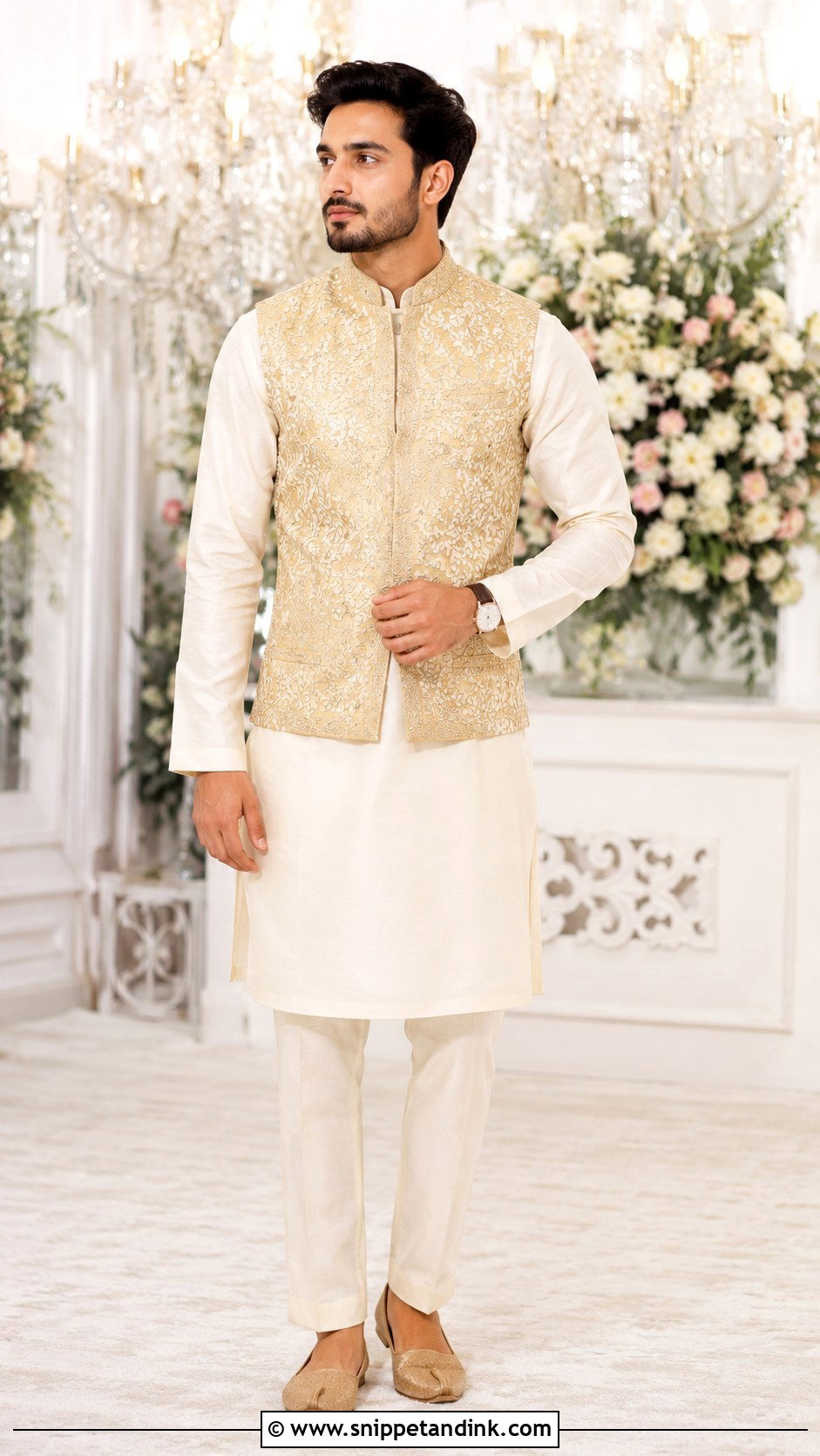 Ranveer Singh Embroidered Nehru Jacket - Snippet and Ink - 25 Ranveer Singh Wedding Outfit Ideas
