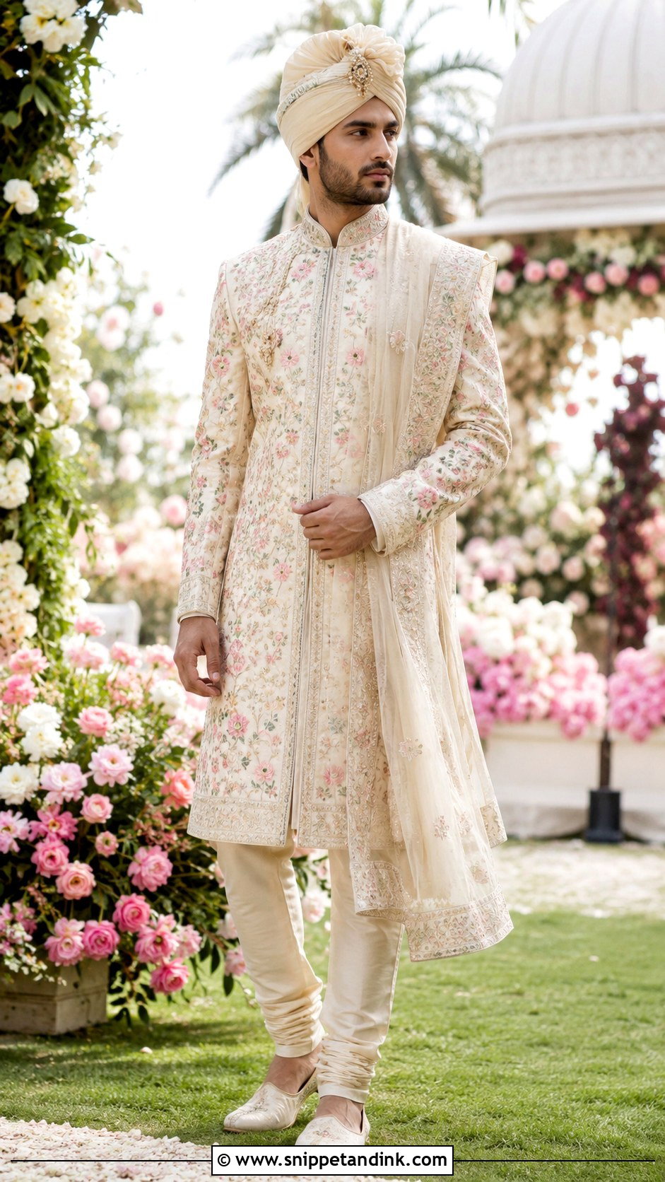Ranveer Singh Floral Sherwani - Snippet and Ink - 25 Ranveer Singh Wedding Outfit Ideas
